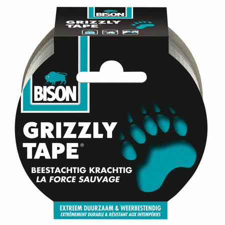 GRIZZLY TAPE ZILVER ROL 10M BISON