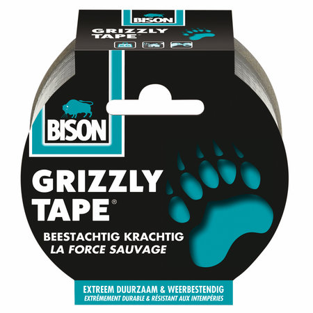 GRIZZLY TAPE ZILVER ROL 25M BISON