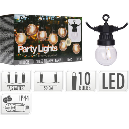 PARTYLIGHTS/FEESTVERLICHTING 10LED BOL W.WIT